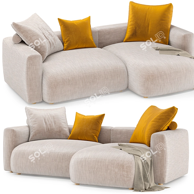 Title: Mexo Friend Low Sofa with Cushions 3D model image 1