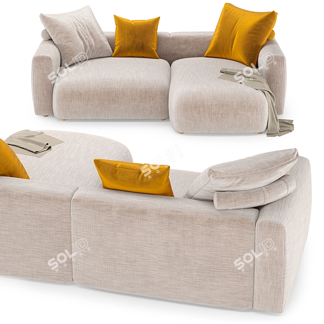 Title: Mexo Friend Low Sofa with Cushions 3D model image 2