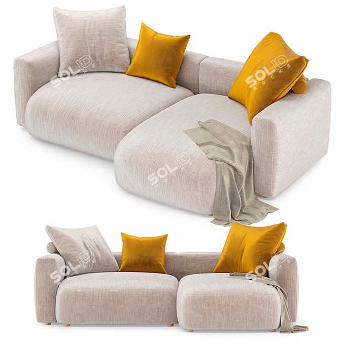 Title: Mexo Friend Low Sofa with Cushions 3D model image 3