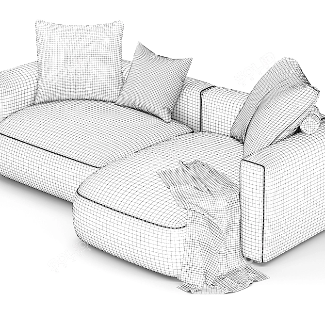 Title: Mexo Friend Low Sofa with Cushions 3D model image 6