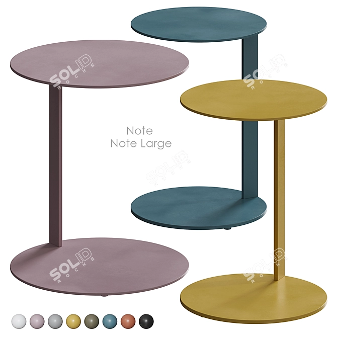 Modern Note Side Table: Sleek Design & Multi-color Options 3D model image 2