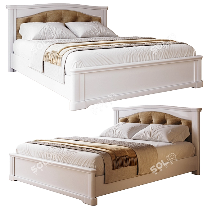 Riviera Wooden Bed: Elegant and Timeless 3D model image 1