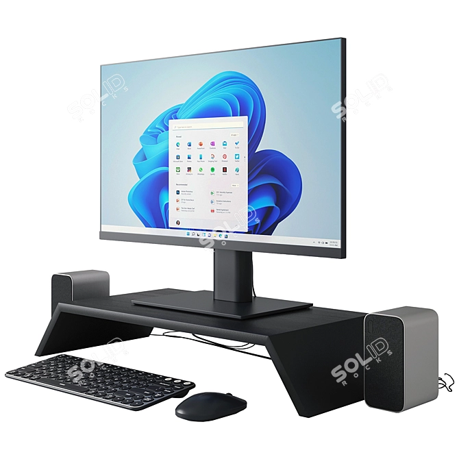 Xiaomi Computer Set: Monitor, Keyboard, Mouse & Speakers 3D model image 2