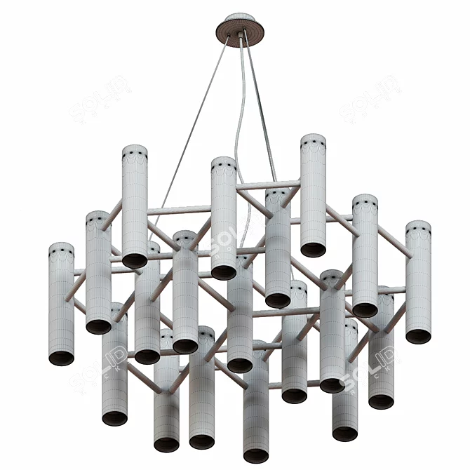 Gold and Black Chandelier: Elegant Lighting Statement 3D model image 2