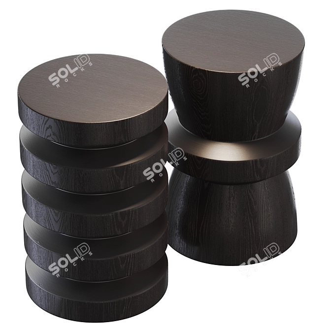 Wooden Side Tables Set: Lucretia + Lucinda 3D model image 3