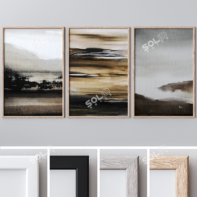 Elegant Set of Wall Paintings 3D model image 1