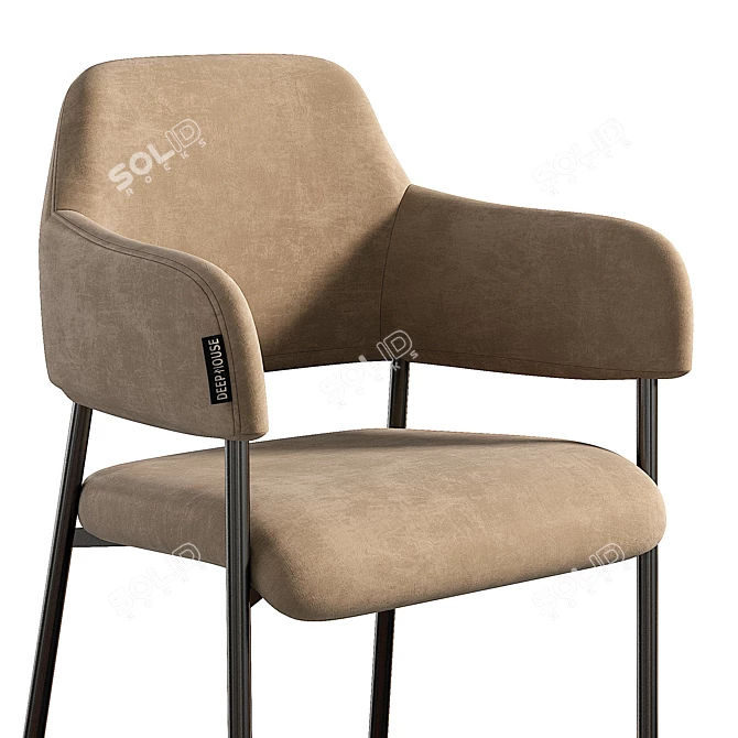 Elegant Beige Velvet Semi-Bar Chair 3D model image 3