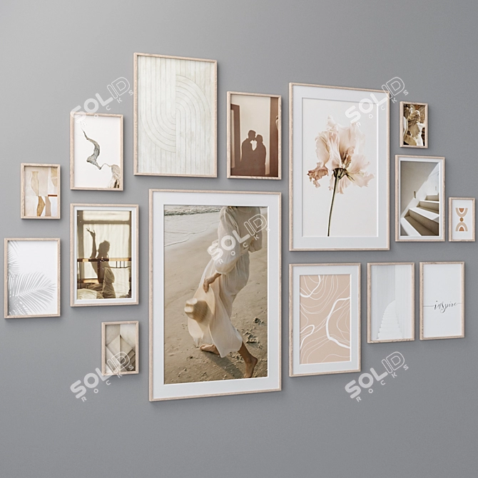 Vintage Wall Paintings Set 3D model image 3