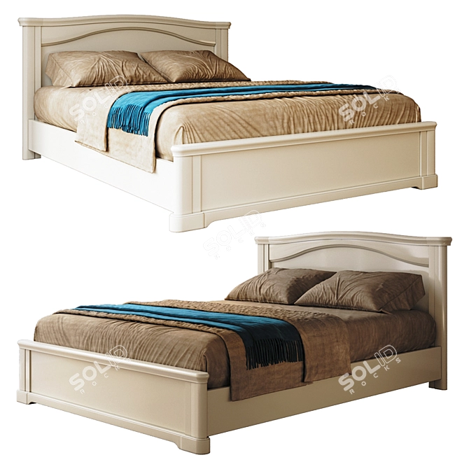 Riviera Collection Bed: Elegant Wood and Enamel Frame 3D model image 1