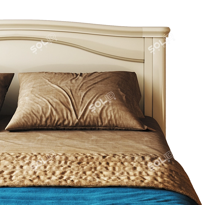 Riviera Collection Bed: Elegant Wood and Enamel Frame 3D model image 2