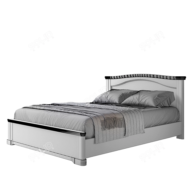 Riviera Collection Bed: Elegant Wood and Enamel Frame 3D model image 3