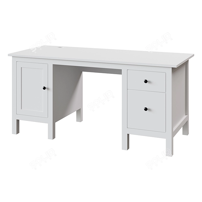 Elegant HEMNES Desk - White Stain 3D model image 1