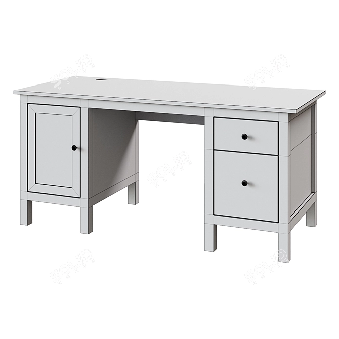 Elegant HEMNES Desk - White Stain 3D model image 2