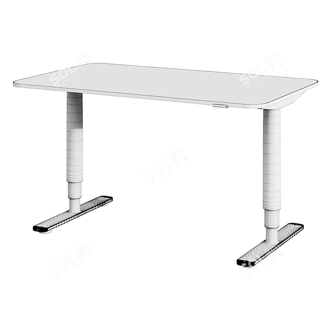 Modern Ash Veneer Desk: BEKANT Transfer 3D model image 2