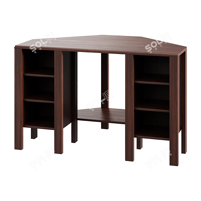 BRUSALI Corner Desk, Brown: Compact and Stylish 3D model image 1