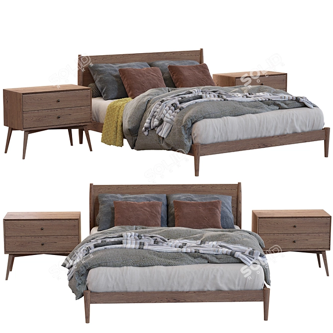 West Elm Bed Frame: Stylish and Functional 3D model image 4