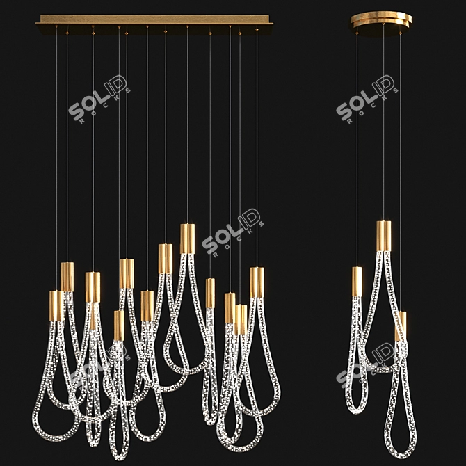 Elegant Raindrop Chandelier: 85cm L x 25cm W | Pendant: Ø25cm 3D model image 1