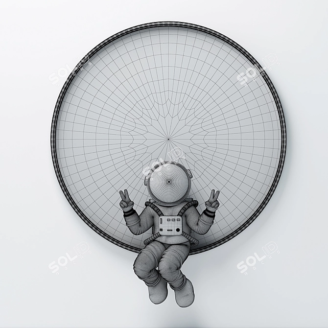 Luminous Astronaut Wall Decor 3D model image 2