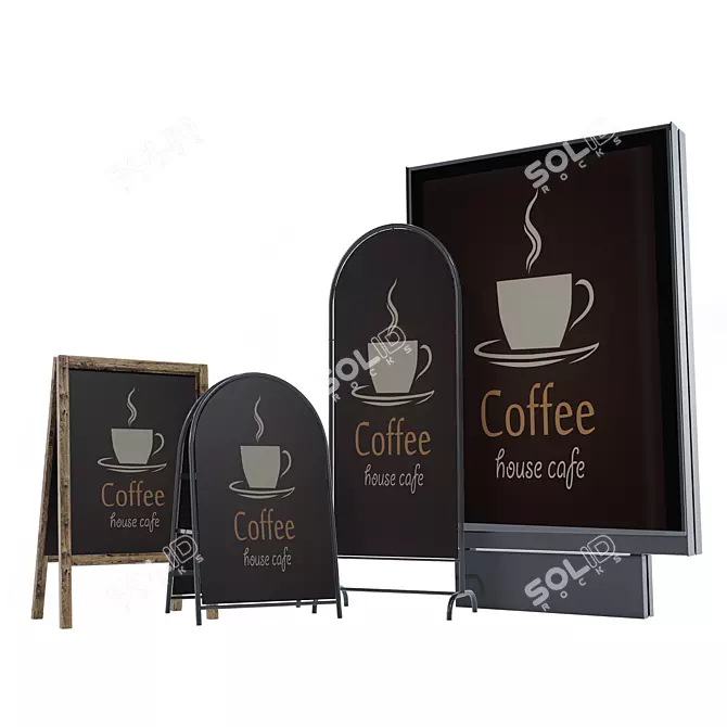 Portable Pavement Signs Set 3D model image 2