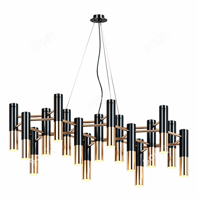 Elegant Gold and Black Chandelier 3D model image 1