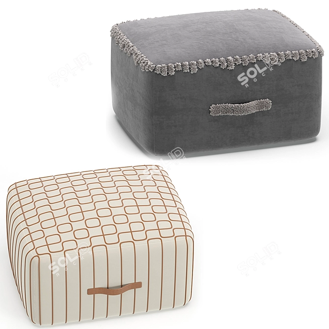 Elegant 4-Piece Target Pouf 3D model image 6