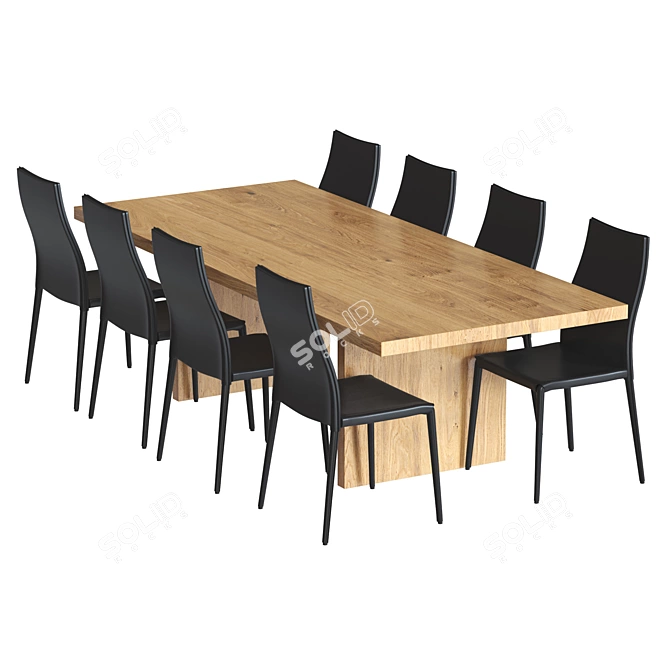 Elegant Pianka Chair & Wood Table Set 3D model image 2