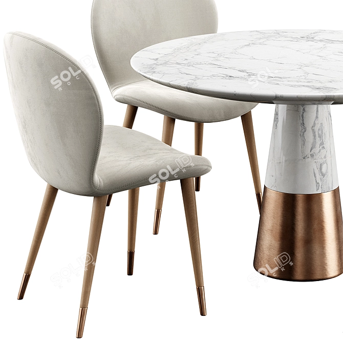 Elegant Miro Chair & Vex Marble Table 3D model image 3