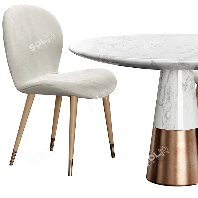 Elegant Miro Chair & Vex Marble Table 3D model image 4