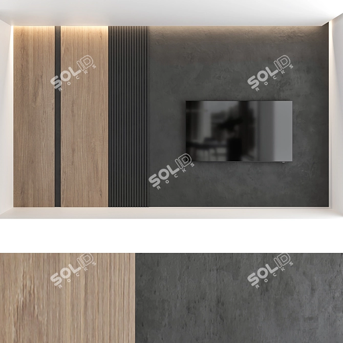 Title: Modern TV Wall Set with Samsung 75" Crystal UHD Smart TV 3D model image 2