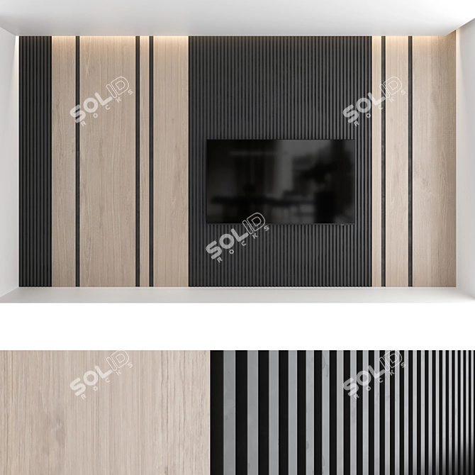 Title: Modern TV Wall Set with Samsung 75" Crystal UHD Smart TV 3D model image 3