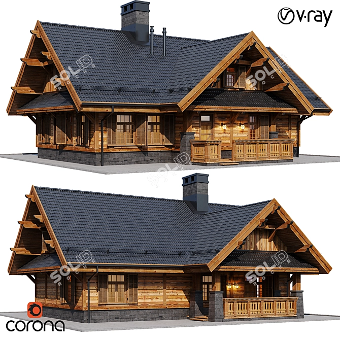 Rustic Country House 3D model image 1