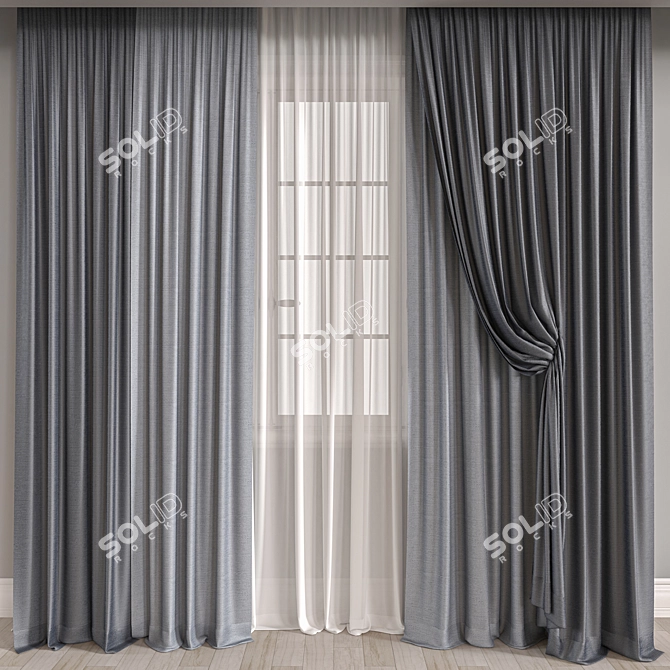 Versatile 3D Curtain Model 3D model image 1