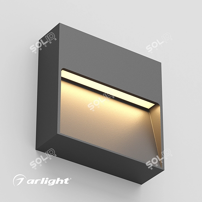 Compact Asymmetric Outdoor Luminaire 3D model image 1