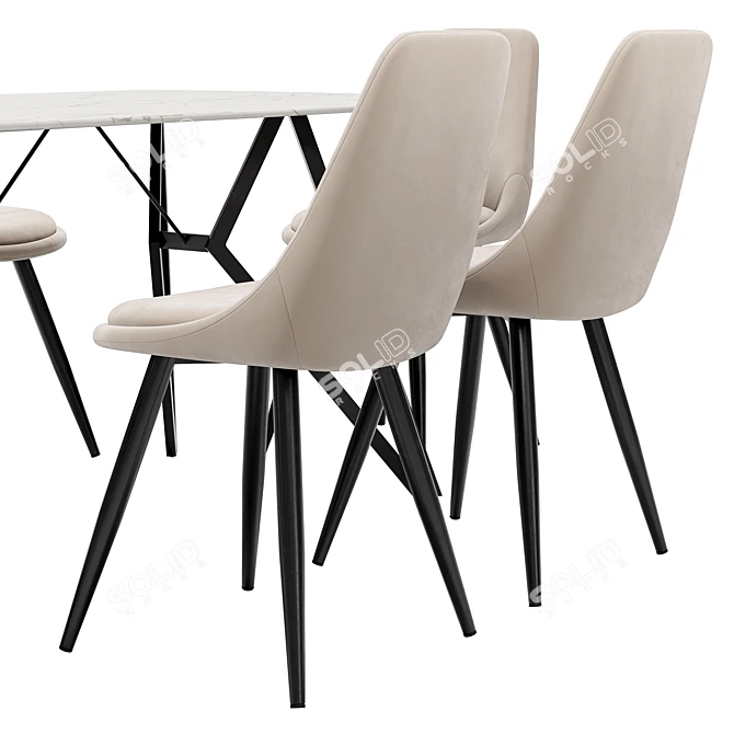 Modern Dining Set: Sky8764 Chair and Denver Table 3D model image 5