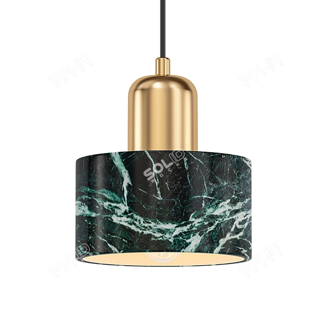 Gilded Black Marble Luxury Pendant 3D model image 1