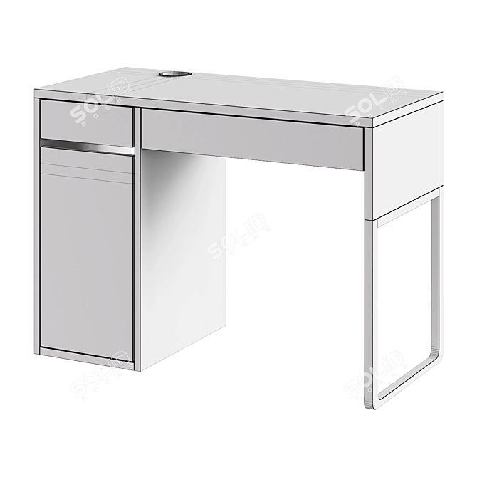 Modern White and Anthracite MICKE Desk 3D model image 2