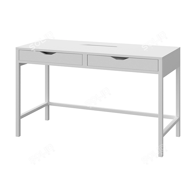 White Desk ALEX - 132x58 cm 3D model image 1
