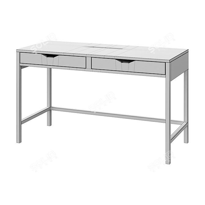 White Desk ALEX - 132x58 cm 3D model image 2
