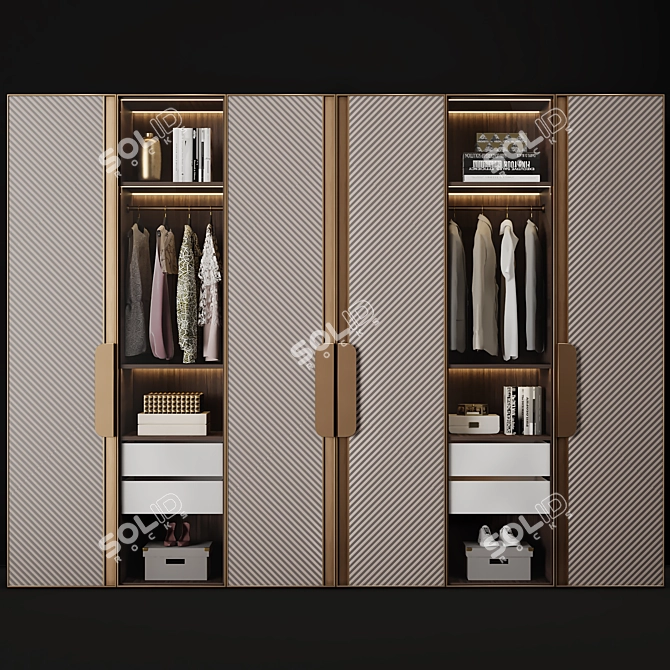 Neoclassic 3-Door Wardrobe with TurboSmooth 3D model image 1