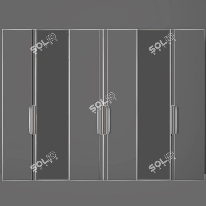 Neoclassic 3-Door Wardrobe with TurboSmooth 3D model image 4