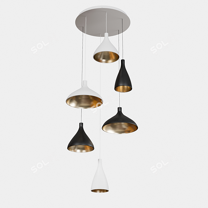 Elegant Swell Chandelier by Pablo Designs 3D model image 4