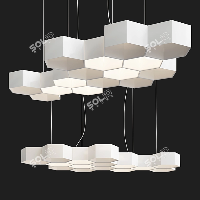 Elegant Honeycomb Chandelier 3D model image 2