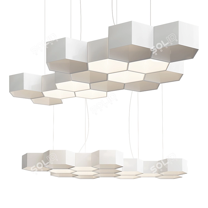 Elegant Honeycomb Chandelier 3D model image 3