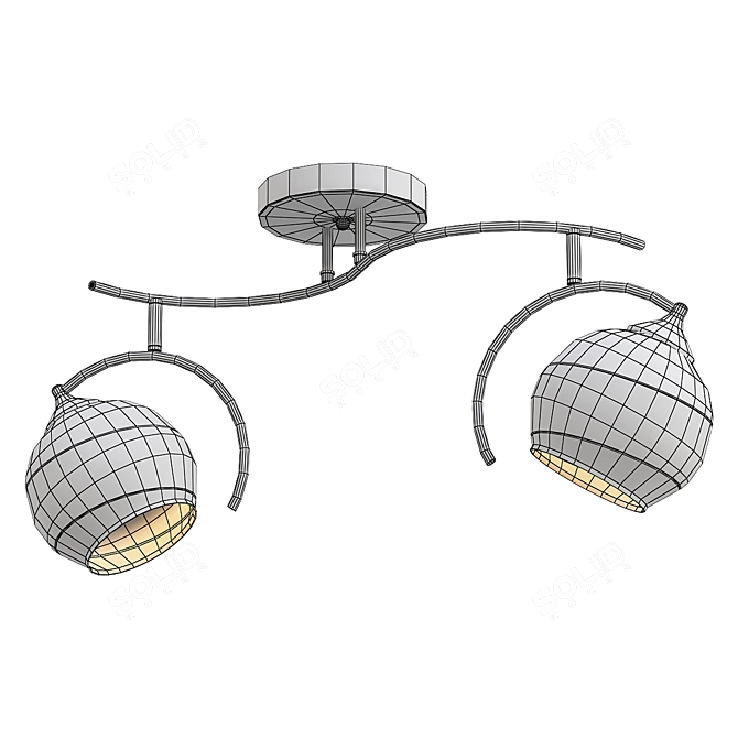 Sleek Silver Ceiling Chandelier 3D model image 2