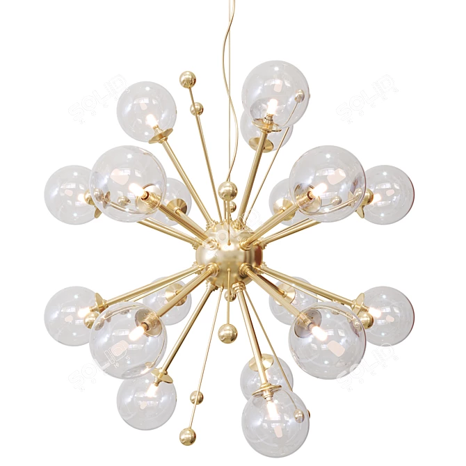 Satin Brass Pendant Ceiling Light 3D model image 1