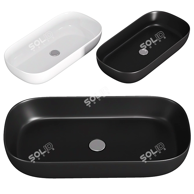 Elegant Matte Black Oval Sink 3D model image 1