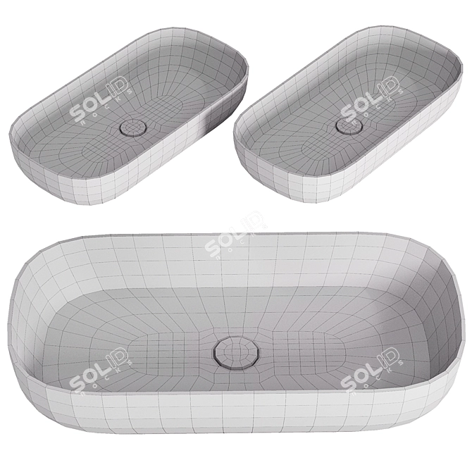 Elegant Matte Black Oval Sink 3D model image 2