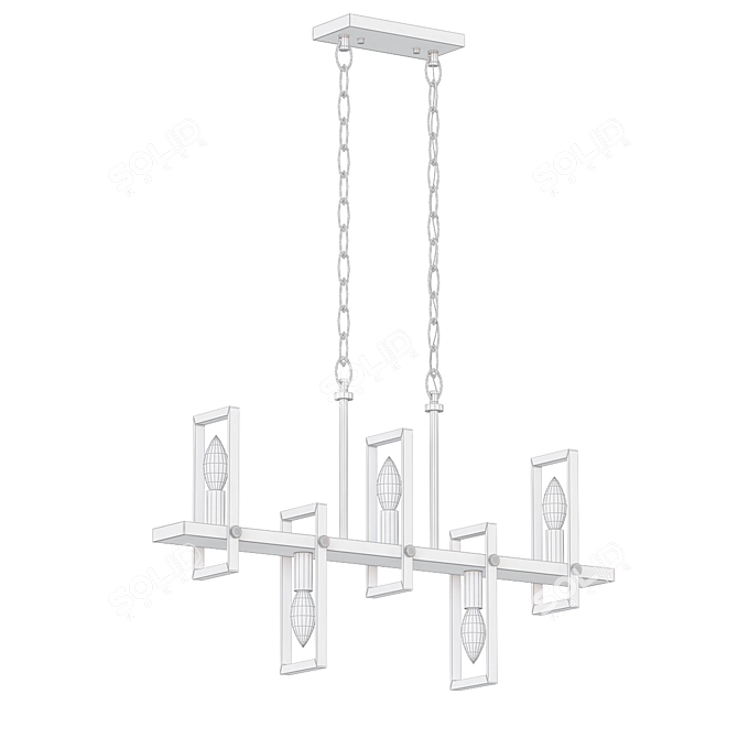 Elegant 5-Light Kitchen Pendant 3D model image 2