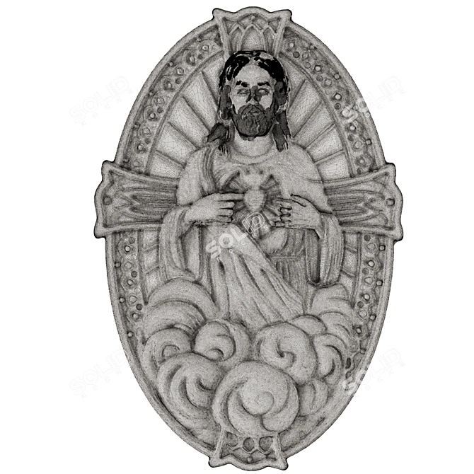 Sacred Bas-Relief: Divine Masterpiece 3D model image 2