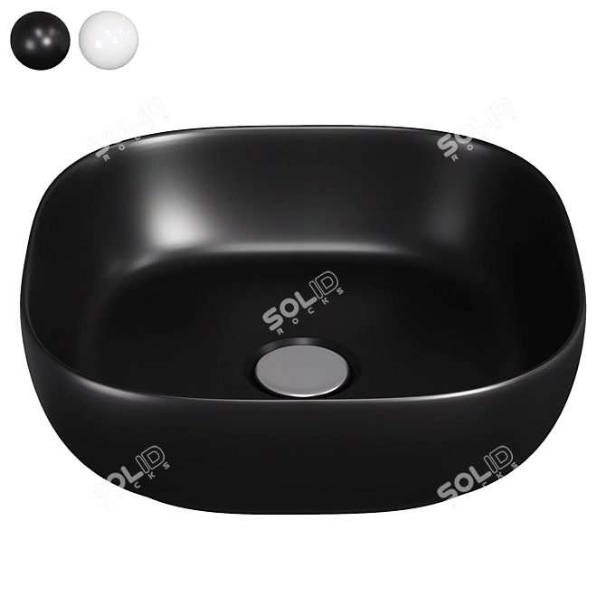 Sleek Round Ceramic Sink 3D model image 1